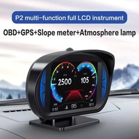 Affichage HUD OBD2 P2 pour voiture avec inclinomètre, compteur de vitesse GPS, compte-tours et ordinateur de bord