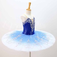 T0598 pakaian dansa profesional anak-anak dewasa, pakaian tari kinerja panggung gradien biru