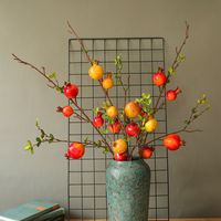 Mw10885 Kunstmatige Granaatappel Fruittakken Schuim Real Touch 6 Hoofden Voor Kerstversiering
