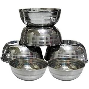 PARIJAT Artisanat Lourd Petit Bol Katori/Chatni 4.5 pouces en Acier Inoxydable Solide 1 Pièce Couleur Argent - Product Image 3
