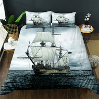 Ensemble de housse de couette personnalisable avec motif de voilier, 100% polyester, 500TC, pour toutes les saisons, ensemble de literie