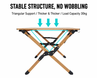 Table pliante légère en alliage d'aluminium, motif bois, pour camping et pique-nique en extérieur