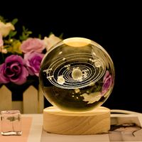 Meilleurs Cadeaux d'Anniversaire pour Filles Meilleures Amies Lampe de Nuit LED 3D en Verre Boule de Cristal Art 3D avec Câble USB et Interrupteur