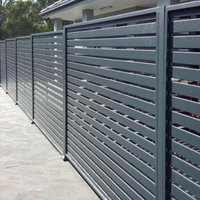 Clôture en lattes d'aluminium horizontales noires, aspect bois, finition grain de bois pour jardin, cour arrière, villa