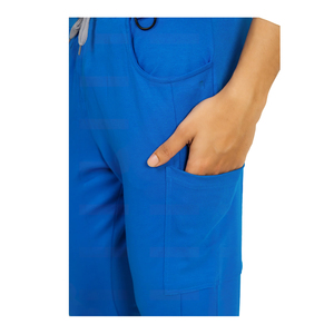 Dry-Fit V-Neck Medical Scrub Sets Tejido suave Material elástico Cómodo Durable Protección Hospital Uniformes personalizables - Product Image 2