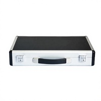 Valise rectangulaire en alliage d'aluminium, étui pour instruments, outil de mesure de précision, rangement portable multifonctionnel, modèle noir