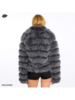 Parka d'hiver de luxe en fausse fourrure de renard argenté, épaisse, imperméable, chaude, tendance, sexy, longue, réversible, avec plumes