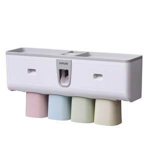 <b>Toothbrush</b> <b>Holder</b> Set <b>Wall</b> <b>Mounted</b> With Cup Storage Space Saving No Drilling Required Bathroom Organizer For Toothpaste And - Product Image 5
