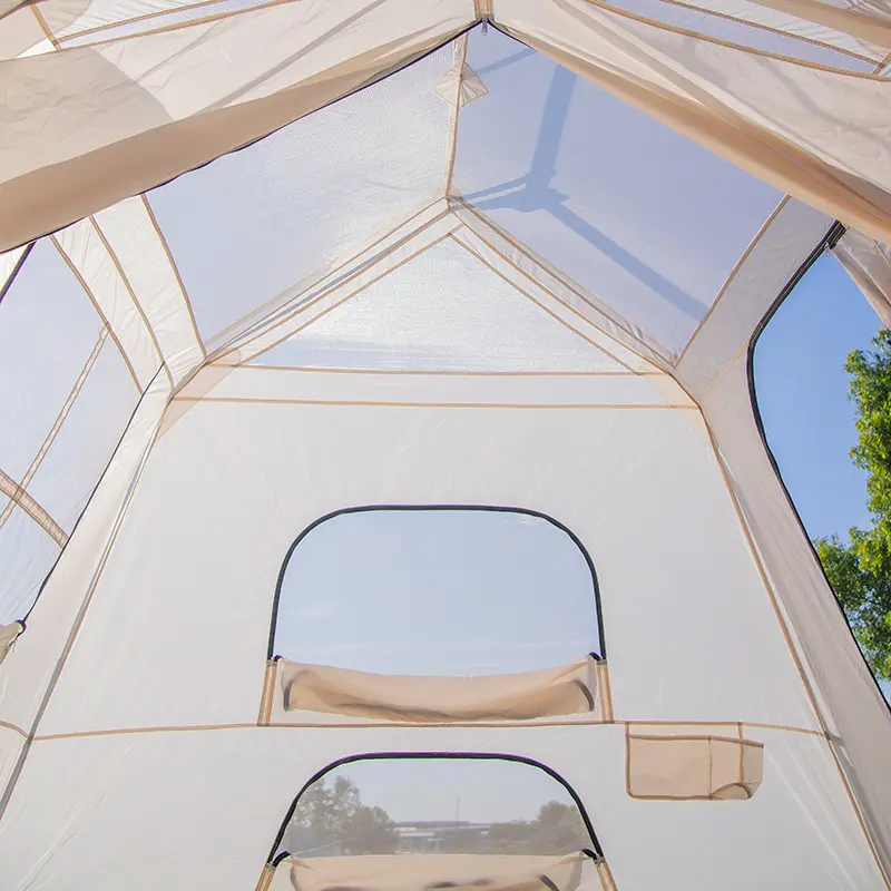 אוהל טיולי גלמפינג נייד דו-שכבתי אוטומטי משפחתי גדול לחוף עם אוהל קמפינג 6 אנשים קמפינג בחוץ