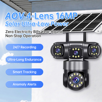 Cámara Solar 4G para Exteriores Wistino, Cuatro Lentes, Cuatro Pantallas, Detección de Movimiento PTZ, Alarma, Vigilancia en Línea 24/7, Cámara Solar Aov