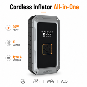 Compresseur d'air portable sans fil 90W, type C, cylindre 19mm, pompe de gonflage de pneus rechargeable pour voitures, motos, vélos, OEM ODM - Product Image 1