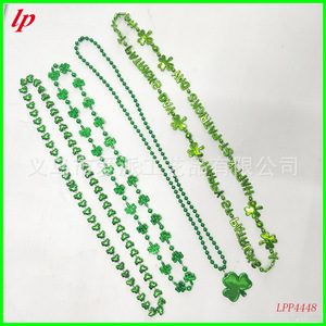 สร้อยคอโคลเวอร์ไอริชสีเขียวจี้ประดับลูกปัดเครื่องประดับปาร์ตี้เครื่องประดับสำหรับทุกเพศ LPP4448 - Product Image 4
