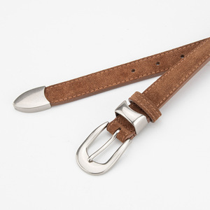 <span class=keywords><strong>Ceinture</strong></span> en cuir véritable pour <span class=keywords><strong>femme</strong></span>, style vintage britannique rétro français, en daim mat, 110 cm, boucle en alliage de 2 à 4 cm, polyvalente, tendance - Product Image 2