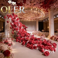 Guirlande florale réaliste en soie OLER, roses et fleurs mélangées, épanouissement intense, pour la rentrée scolaire