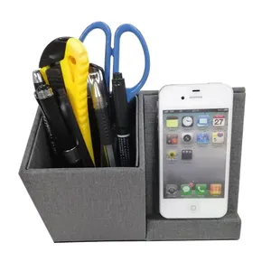שולחן במשרד עור נייד טלפון אלחוטי מהיר מטען סטנד ארגונית מחזיק עבור טלפון אלחוטי מטען עם עט HolderOffic