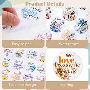 Pegatinas florales de escritura cristiana, versículo bíblico para sellos de calcomanías de sobres, tarjetas, manualidades y decoraciones para fiestas, 1,5 pulgadas de diámetro - Product Image 3