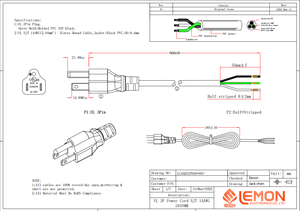 <strong>Heavy</strong> Duty 6FT 14AWG Power <strong>Cord</strong> with 3 Prong Open Wiring End NEMA 5-15P Male Plug Replacement <strong>Cord</strong> for Home Appliances - Product Image 6
