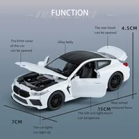 Modèle de voiture de luxe en alliage moulé sous pression à l'échelle 1:32, Gran Sport, avec lumières, son et fonction de recul, 4 portes ouvrables et capot.