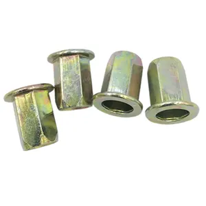 All Steel Blind Rivets Nut With Yellow Zinc Large Flat Flanged Head Full Hex Open End Rivet Nuts
