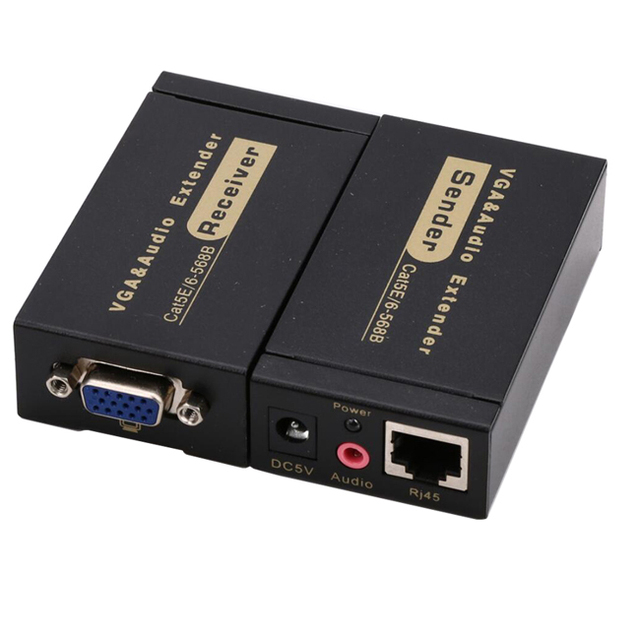 OEM VGA 100M to RJ45 CAT5e/6 Audio Signal Extender Over Ethernet Cable Transmitter and Receiver
