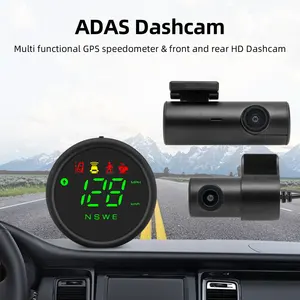 Enregistreur vidéo de voiture 2K 1080P vue arrière avant 2 canaux Dash cam avec indicateur d'alarme HUD ADAS