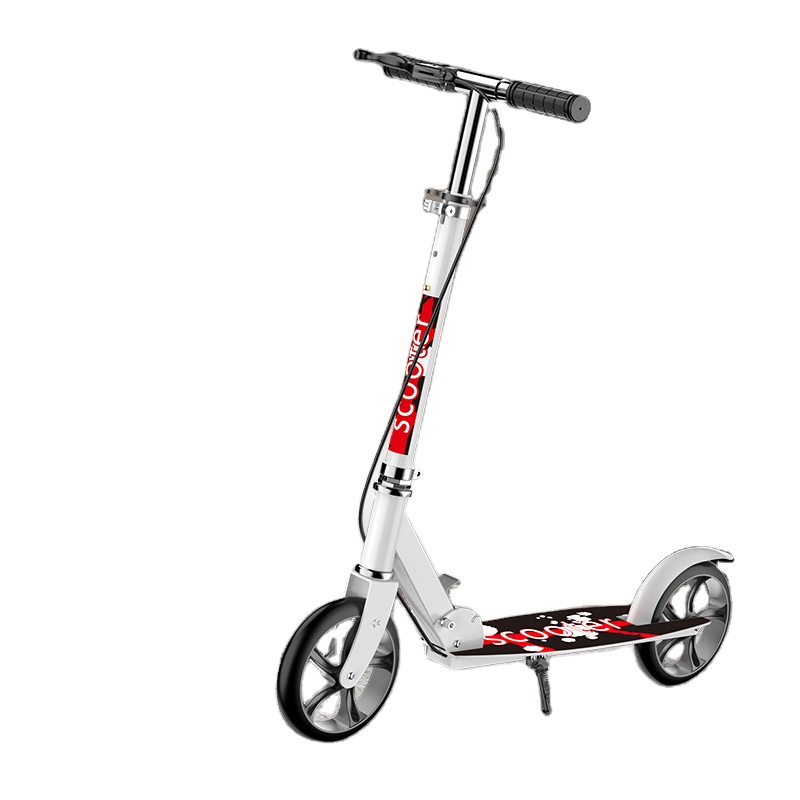 Двухцветный складной самокат для взрослых, Педальный тормоз