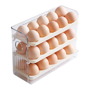 Egg Storage Box 3 Layer Flip Top <b>With</b> Lids For Kitchen Refrigerator Use - Product Image 4