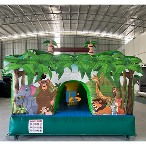 Vui vẻ chạy rừng động vật Inflatable Carnaval Trò chơi trượt nhảy Inflatable trở ngại khóa học để bán - Product Image 2