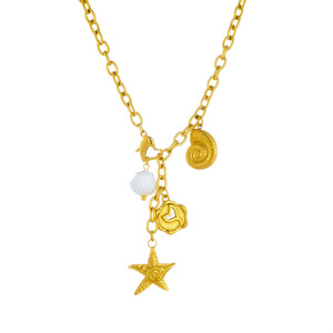 European American Fashion Ocean Style Starfish <b>Seashell</b> Gold Plated Stainless Steel Chain <b>Necklace</b> Jewelry Gift - Product Image 5