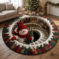 Tapis de sol optique 3D de Noël en velours cristal pour salon et chambre à coucher