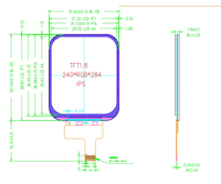 1.83 pouces IPS TFT Mini écran LCD 240*280 SPI 4 lignes GC9307 Smartwatch écran LCD pour Smartwatch écran Lcd 1.83 pouces