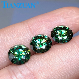 Diamante rotondo brillante taglio verde con piccola gemma di Moissanite sciolta di colore giallo per realizzare gioielli - Product Image 2