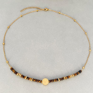 Collar de Moda Retro al por Mayor, <span class=keywords><strong>Cadena</strong></span> para Clavícula, Ojo de Tigre, Personalizado, Grueso, Estilo Dubái, Cuentas Redondas, Colgante de Moda - Product Image 3