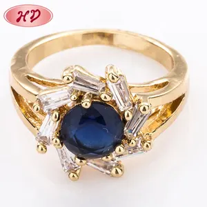 Produsen kuningan cincin jari trendi baru Set cincin kuningan berlapis emas 18K perhiasan cincin antik besar untuk wanita