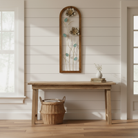 Décoration murale en bois et métal, vente en gros, accent pour la maison, 30,48*5,72*90,81CM, décoration murale en bois brun antique doré pour l'entrée