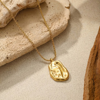 Collar con Colgante Irregular de Acero Inoxidable XY 3315, Collar de Cadena de Acero Dorado Abstracto Minimalista, Joyería para Mujer