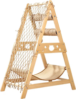 Arbre à chat en bois, grand modèle renforcé, design triangulaire, avec hamac pour chat et colonne à gratter en sisal, adapté aux chatons