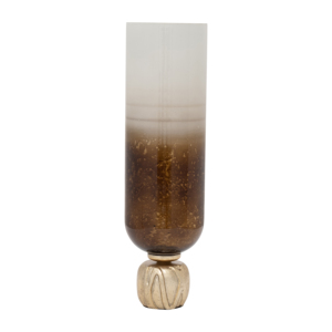 Portacandele Cilindrico Ombre, Design Moderno in Vetro e Metallo, Centrotavola Decorativo - Product Image 1