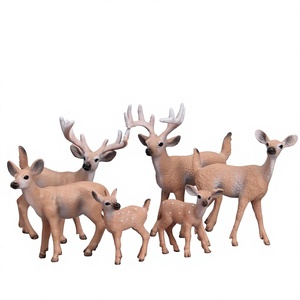 Modèles d'animaux simulés en plastique, jouets de parc safari, ensemble de décorations d'élans, de cerfs à queue blanche et de faons, pour les 14 ans et plus - Product Image 1