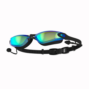 Lunettes de natation pour adultes, anti-buée, étanches, avec lentilles électroplaquées, avec bouchons d'oreilles, sangle réglable pour hommes et femmes - Product Image 2