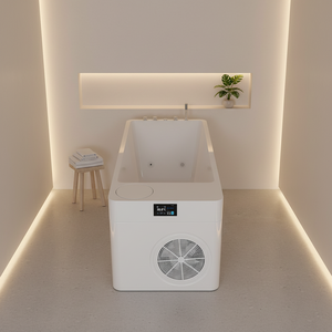 Bain de glace intérieur tout-en-un en acrylique blanc pour 1 personne avec refroidisseur intégré – En stock - Product Image 2