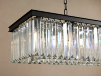 Lustre rectangulaire français en cristal K9, lampe suspendue design américaine E12 en acier pour salle d'exposition, vitrine, hôtel, intérieur