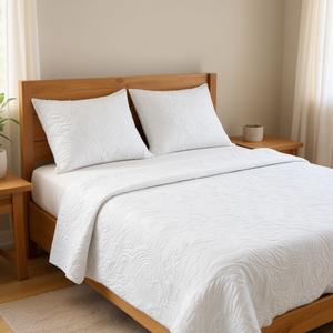 Copriletto Floreale Ricamato in Cotone Manemi, Classico, Lavabile, con 1 o 2 Federe, Varie Misure - Product Image 2