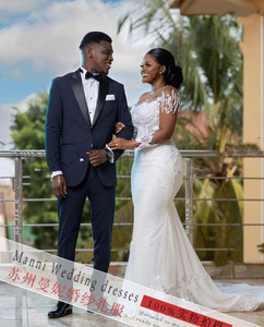 ชุดแต่งงานเจ้าสาวทรงเมอร์เมดหรูหราแบบสั่งตัดพิเศษสำหรับการค้าต่างประเทศปี 2025 รุ่น S1029A พร้อมผ้าคลุมและชายกระโปรงยาว - Product Image 3