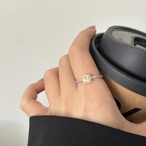 Anillos de Compromiso y Boda de Plata 925 con Gema Amarilla para Mujer, Joyería de Moda - Product Image 1