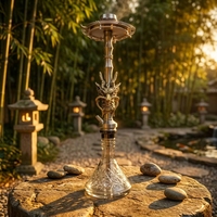 Set de Mini Hookah de Acero Inoxidable Estilo Árabe con Acabado Esmerilado, Conexión USB, 1 Manguera, Caja de Regalo para Uso en Bares, Discotecas y Salones
