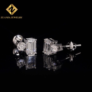 Boucles d'oreilles clous ZUANFA pour femme, diamant de laboratoire taille émeraude NGIC, clarté VVS, bijoux en or 10K - Product Image 2