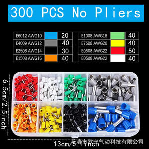 Kit de terminales tubulares Ve300pcs HSC8 6-4A, alicates de crimpado, conectores de cable de grado industrial, entrada frontal estilo europeo - Product Image 2