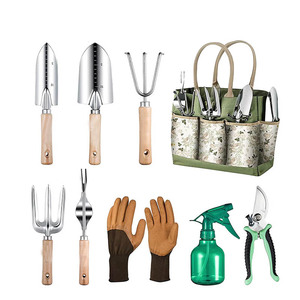 Ensemble d'outils de jardinage 9 pièces, lames en acier inoxydable, manches en bois, accessoires de bricolage pour le jardinage, qualité industrielle durable, <span class=keywords><strong>cadeau</strong></span> - Product Image 6