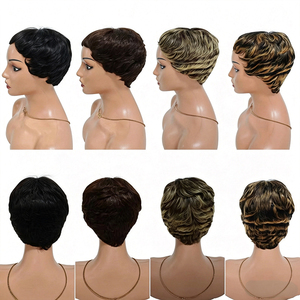 Promotion 8$ Letsfly Short Human Hair <b>Wig</b> <b>Pixie</b> Cut Layered <b>Wig</b> Natural Brown 4/27# Ombre Machine Made Hair <b>Wigs</b> 9047 - Product Image 1